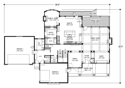 Plano de casa familiar de lujo planta baja